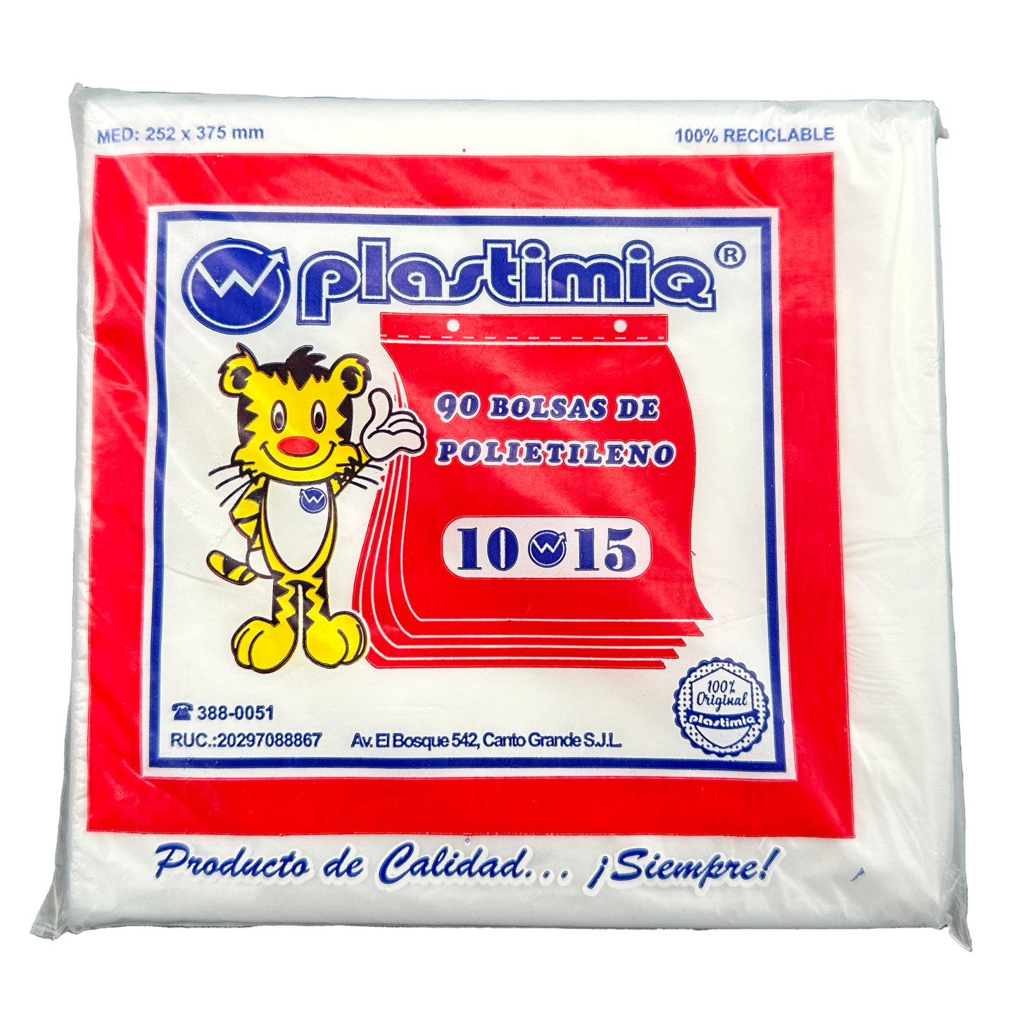 BOLSA 10x15 P/90 TRANSPARENTE PARA COLGAR DE PLASTIMIQ