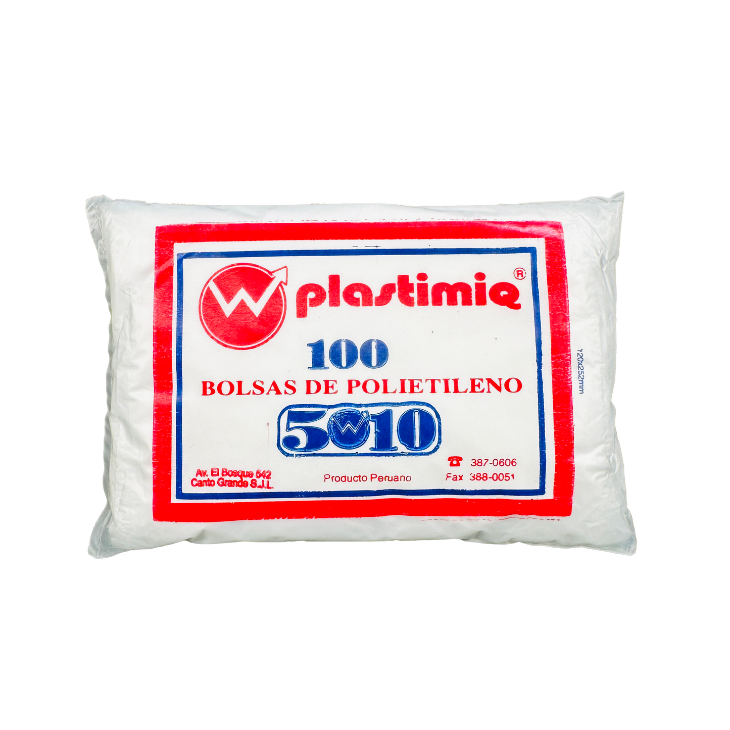 BOLSA 5x10 P/100 TRANSPARENTE SIN COLGAR DE PLASTIMIQ