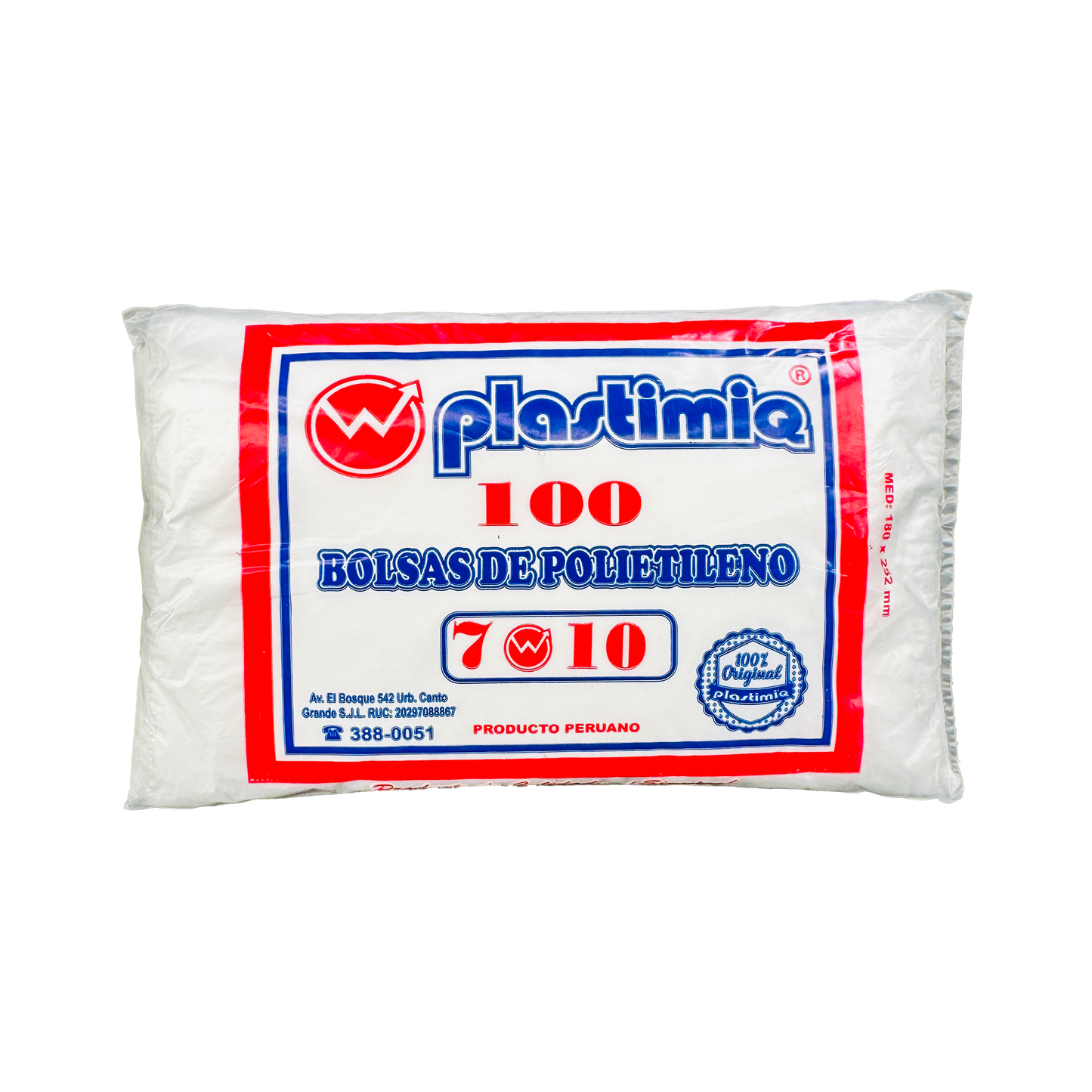 BOLSA 7x10 P/100 TRANSPARENTE SIN COLGAR DE PLASTIMIQ