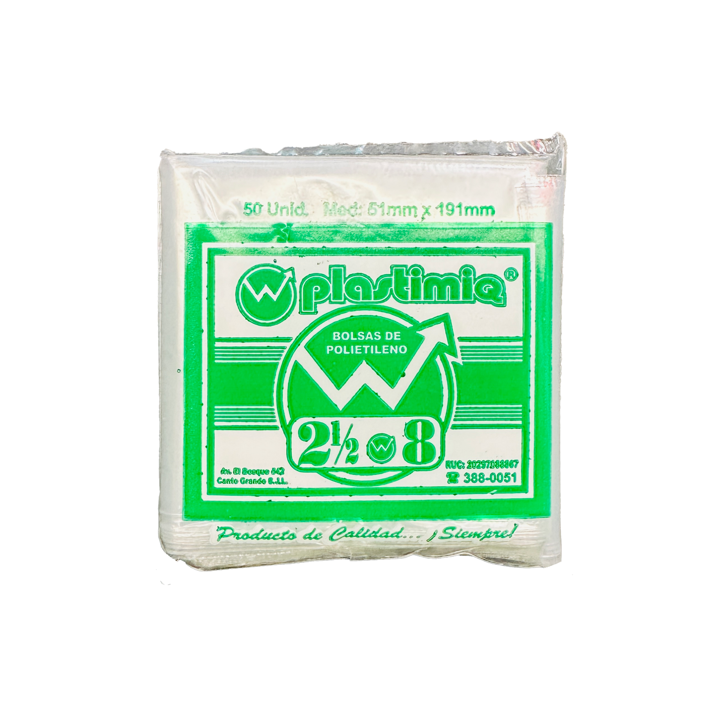 BOLSA CRISTAL 2 1/2X8 P/50 TRANSPARENTE PLASTIMIQ