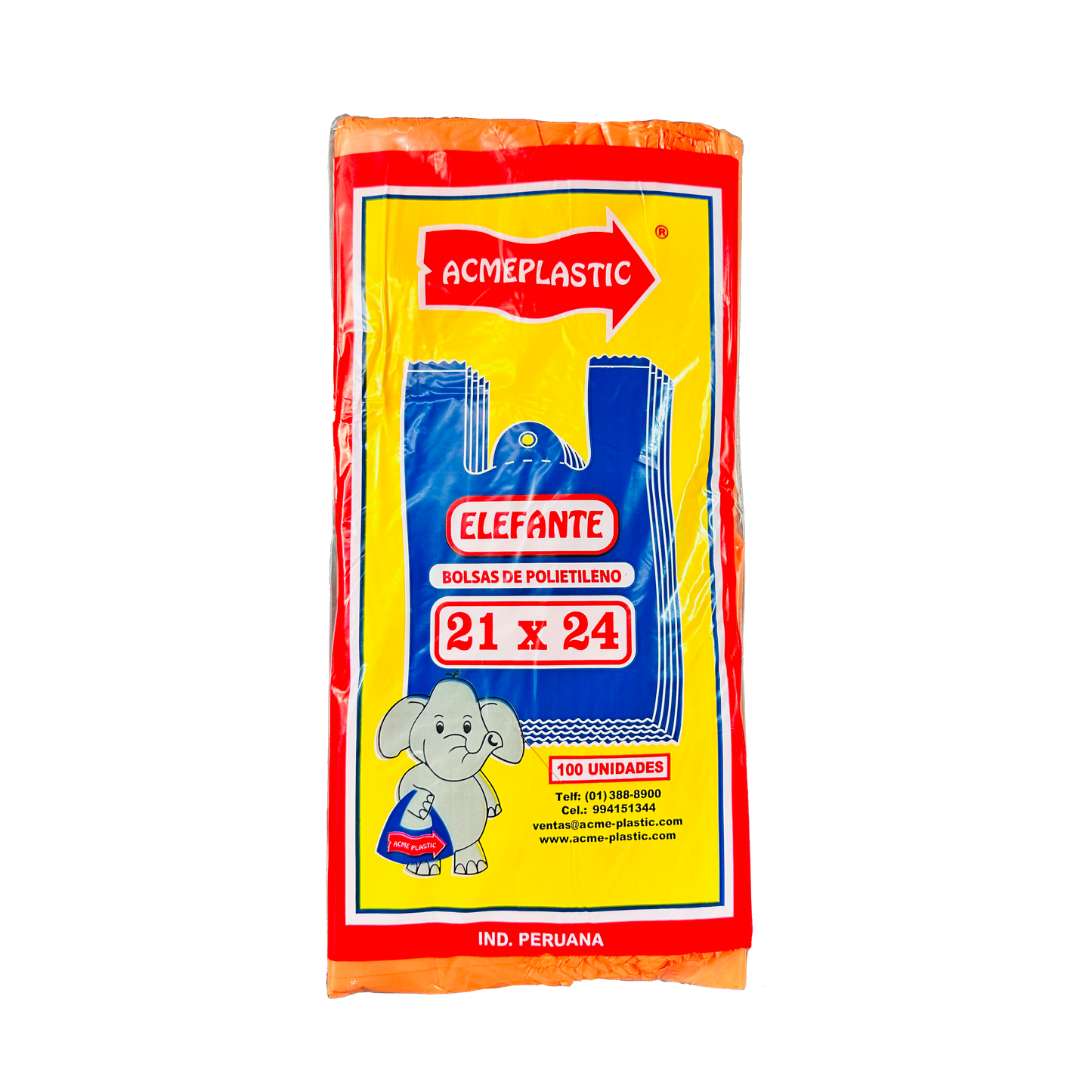 BOLSA 21x24 P/100 NARANJA ELEFANTE