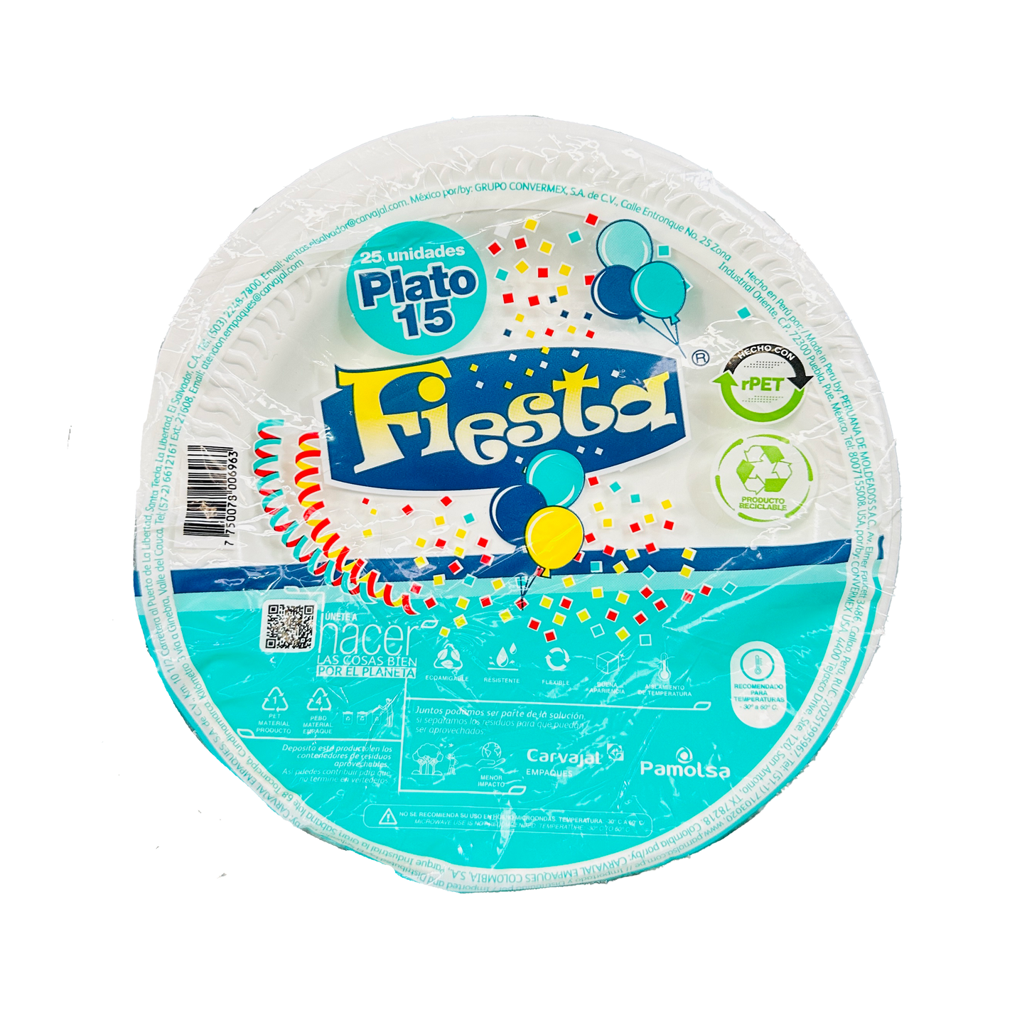 PLATO N°15 BLANCO P/25 FIESTA