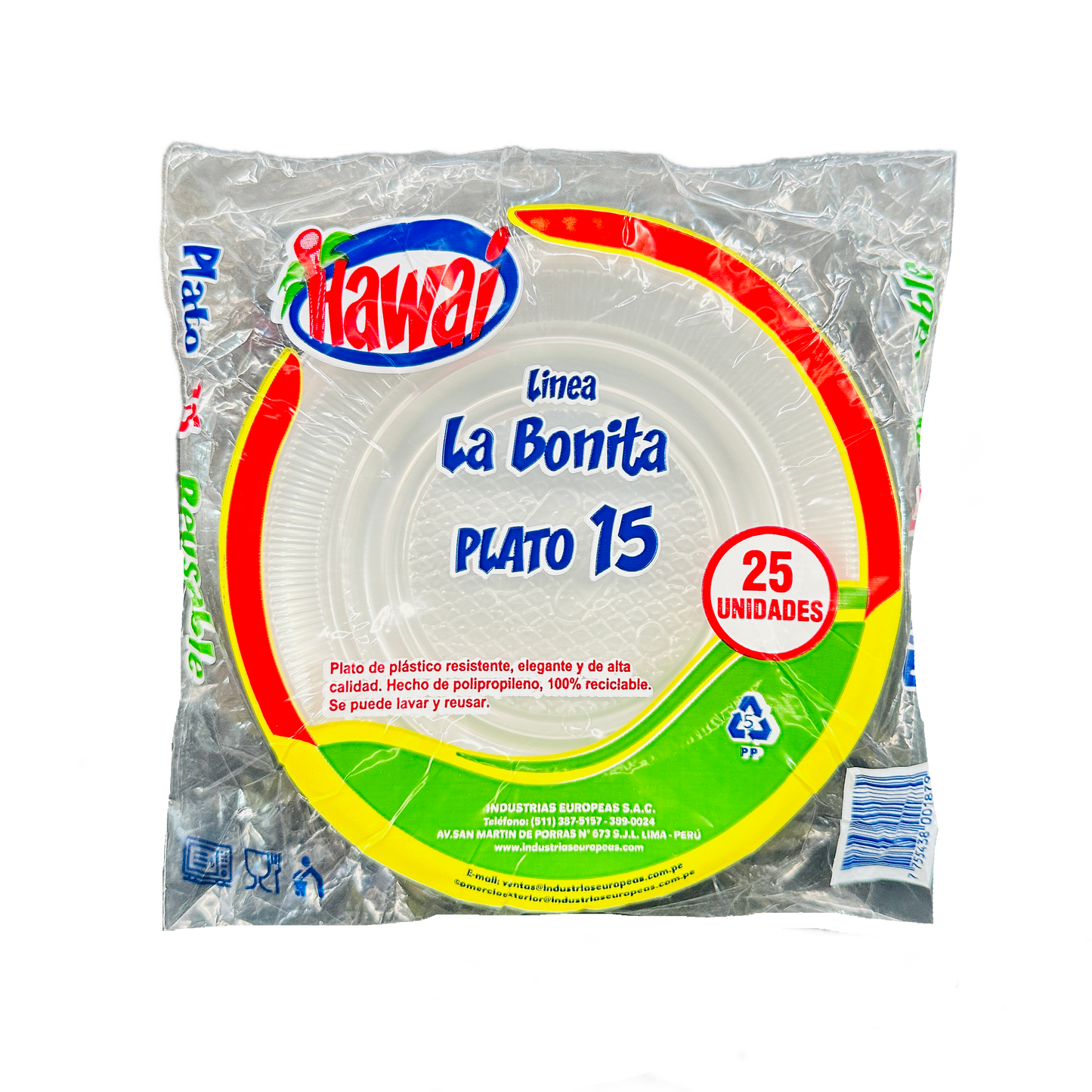 PLATO N°15 TRANSPARENTE P/25 HAWAI