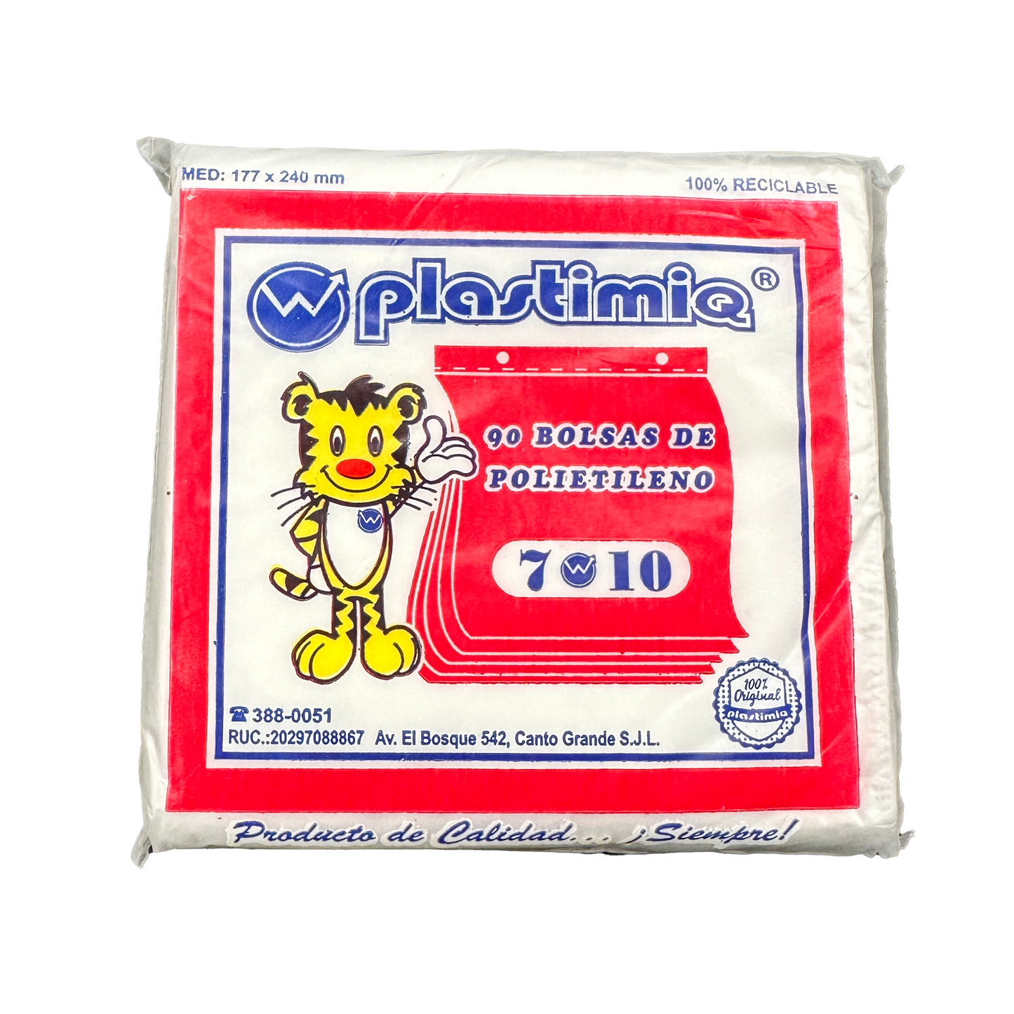 BOLSA 7x10 P/90 TRANSPARENTE PARA COLGAR DE PLASTIMIQ