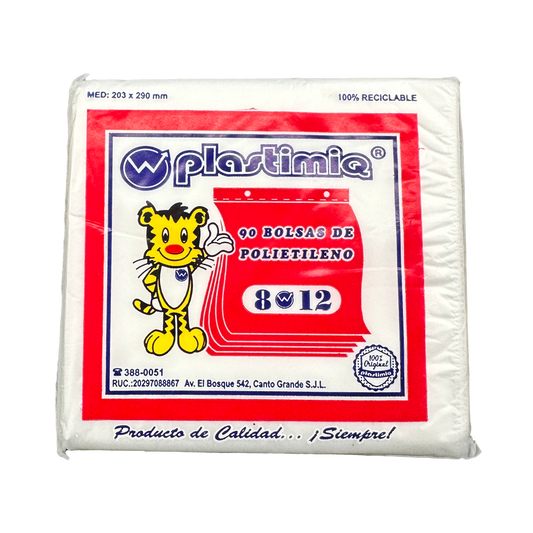 BOLSA 8x12 P/90 TRANSPARENTE PARA COLGAR DE PLASTIMIQ