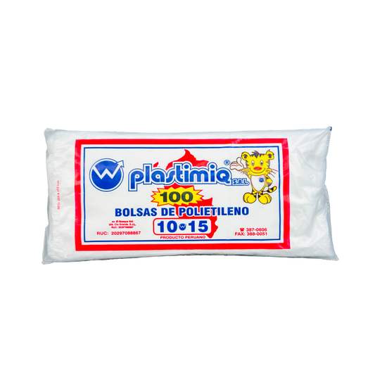BOLSA 10x15 P/100 TRANSPARENTE SIN COLGAR DE PLASTIMIQ