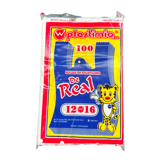 BOLSA 12x16 P/100 BLANCO REAL DE PLASTIMIQ