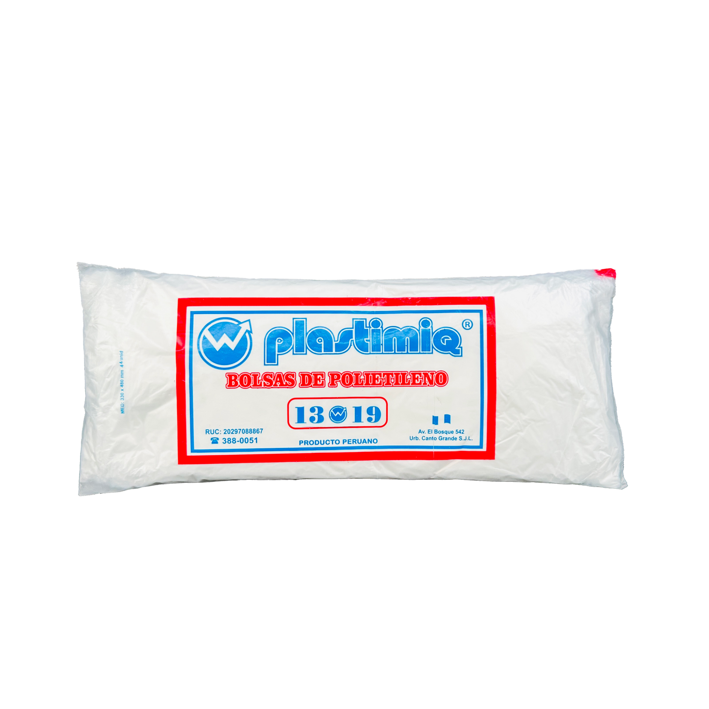 BOLSA 13x19 P/44 TRANSPARENTE SIN COLGAR DE PLASTIMIQ