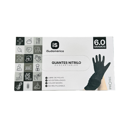 GUANTE NITRILO NEGRO TALLA S 6.0 GR C/100 SUDAMERICA