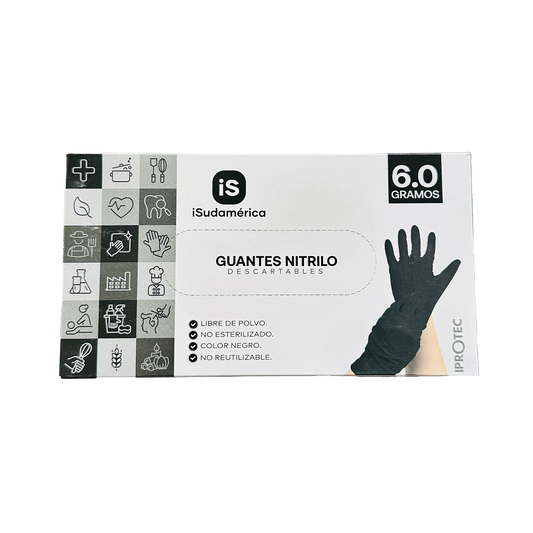 GUANTE NITRILO NEGRO TALLA L 6.0 GR C/100 SUDAMERICA