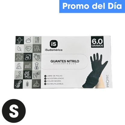 GUANTE NITRILO NEGRO TALLA S 6.0 GR C/100 SUDAMERICA