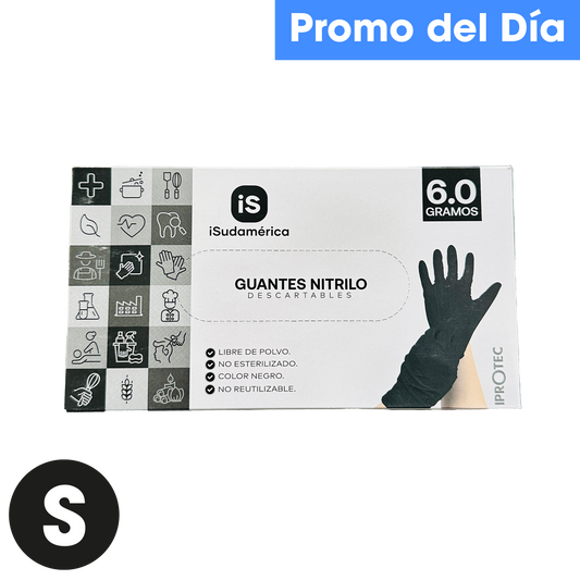 GUANTE NITRILO NEGRO TALLA S 6.0 GR C/100 SUDAMERICA