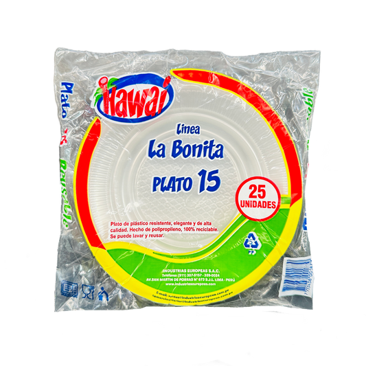 PLATO N°15 TRANSPARENTE P/25 HAWAI
