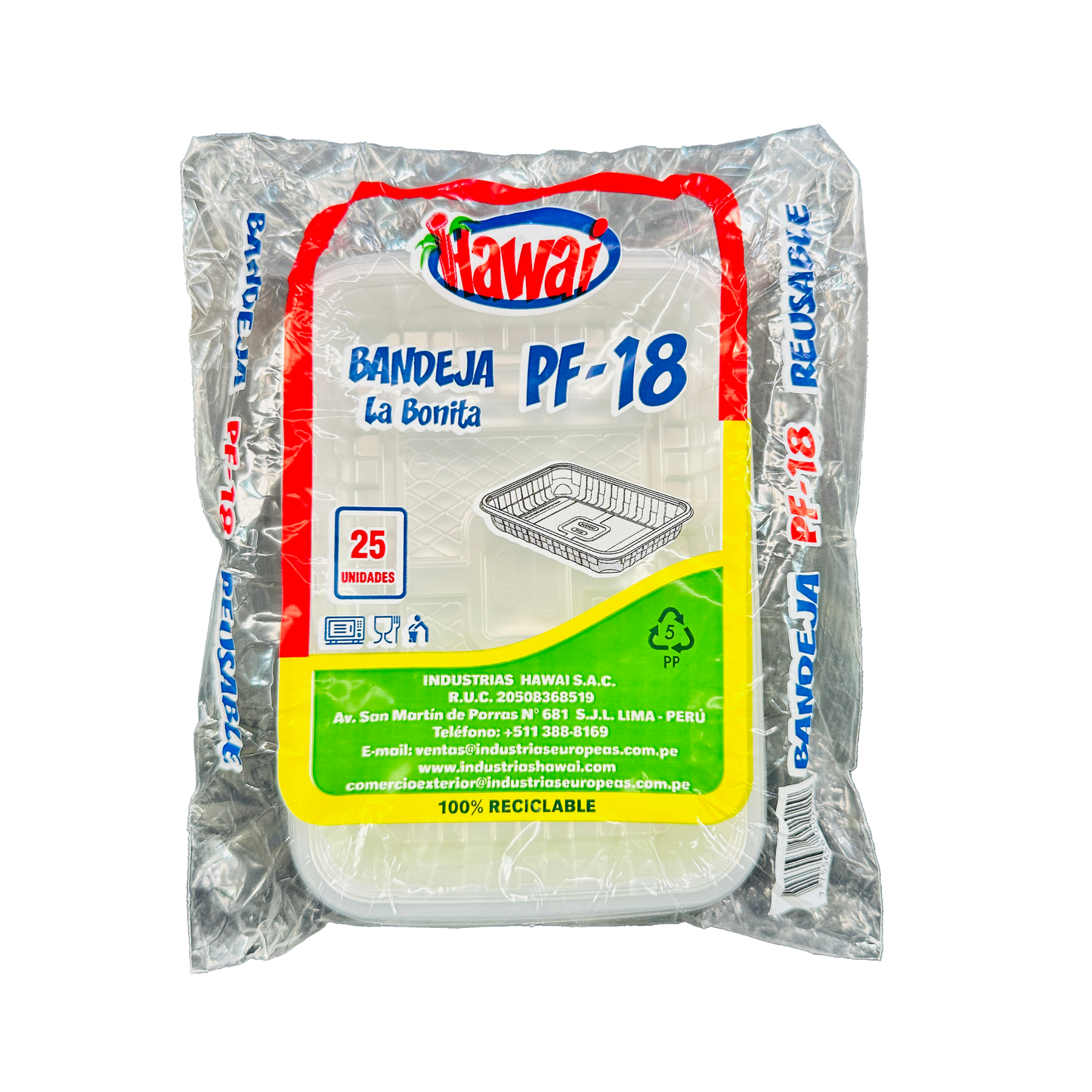 BANDEJA 18 TRANSPARENTE P/25 HAWAI