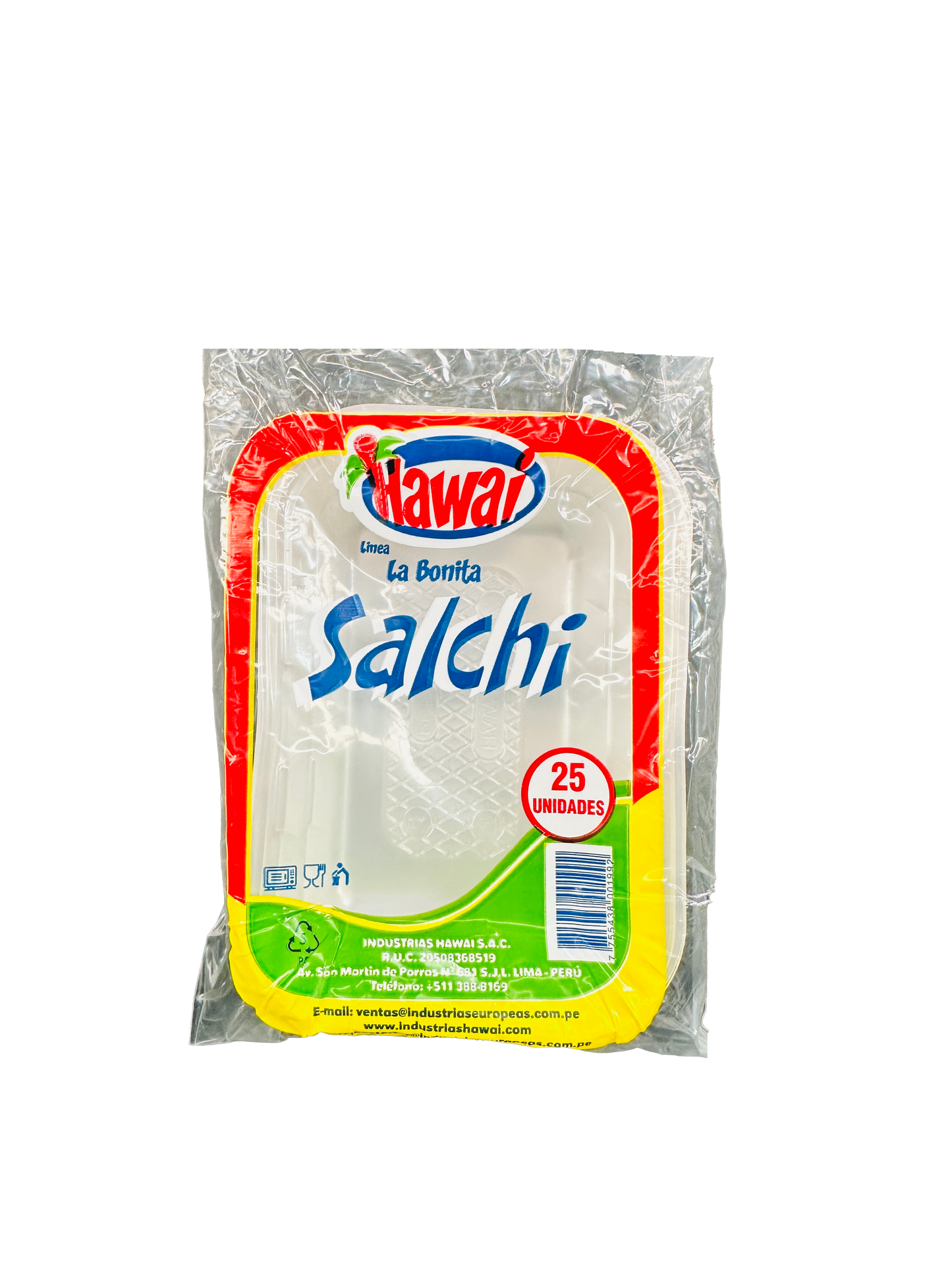 BANDEJA SALCHI TRANSPARENTE P/25 HAWAI