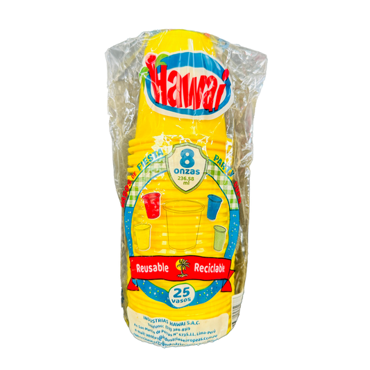 VASO 8 ONZAS AMARILLO P/25 HAWAI
